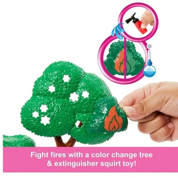 Barbie Careers Firefighter Doll & Playset with Fire Station & Tree, 2 Pets - Picture 4 of 6